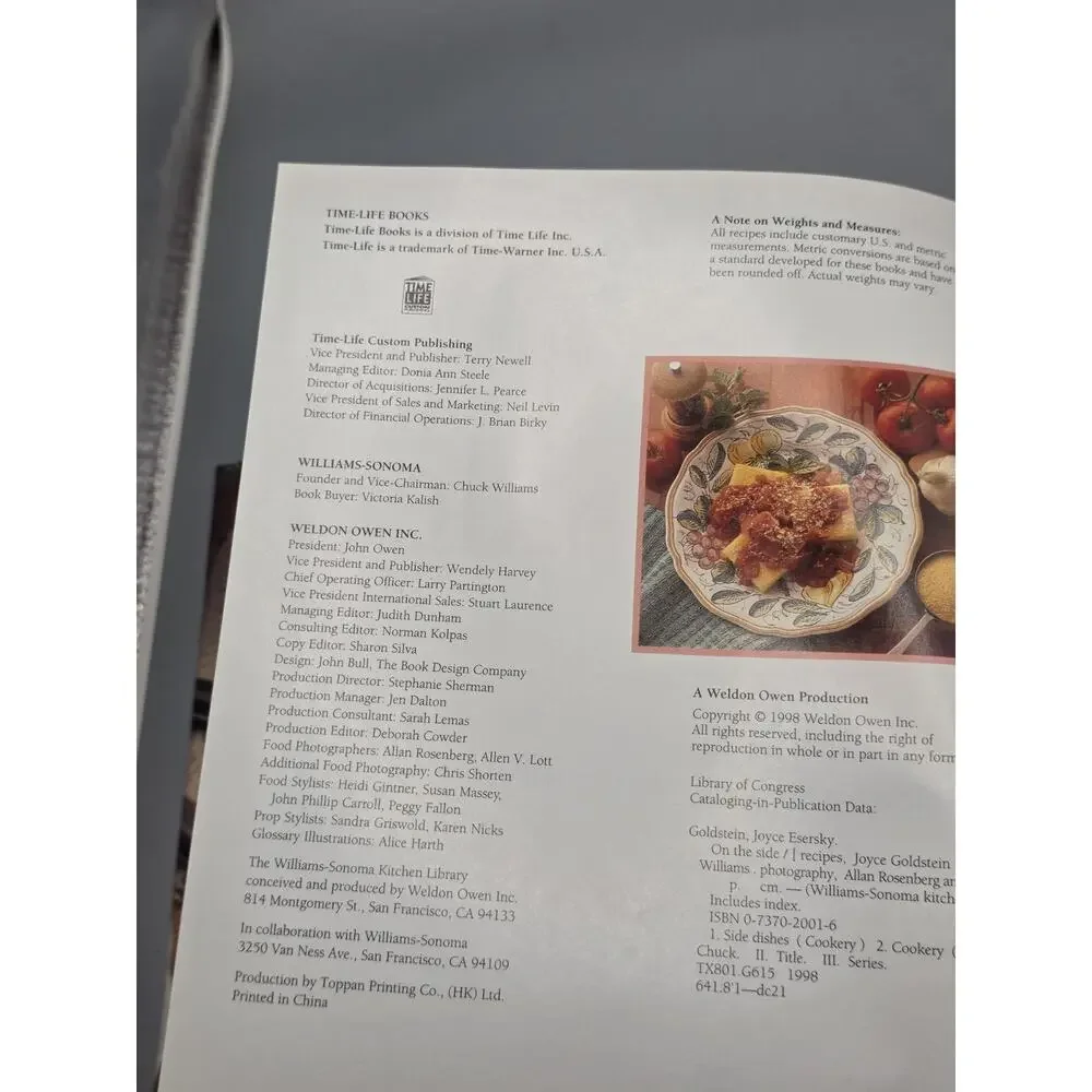 On the Side Williams Sonoma Kitchen Library Cookbook Joyce Goldstein 1999 HC